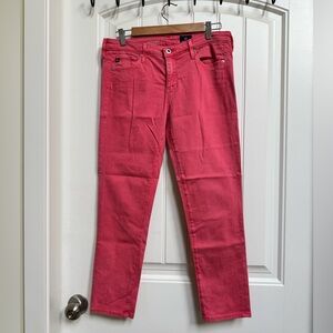 AG Adriano Goldschmied The Stilt Crop Cigarette Berry Pink Low Rise Jean. 28x26